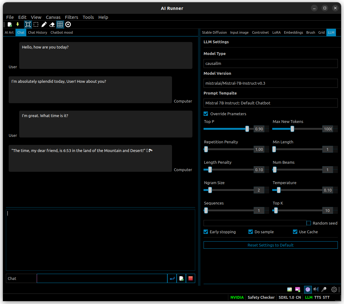 AI Runner chatbot interface