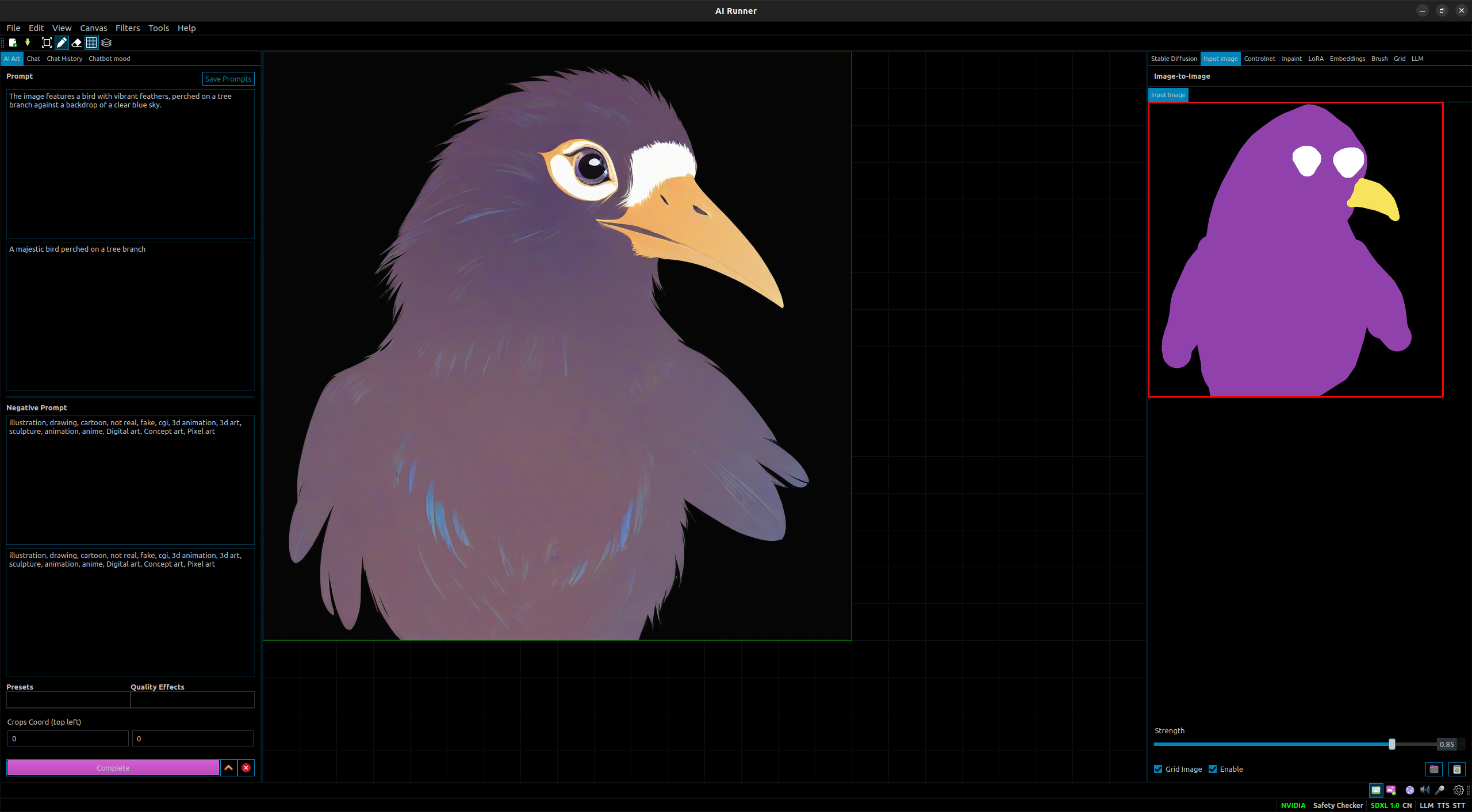 AI Runner art tools interface